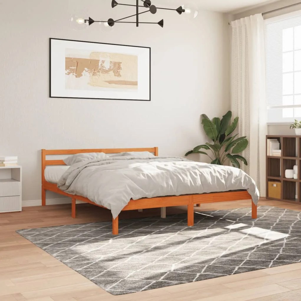 Cama sem colchão 180x200 cm pinho maciço castanho-mel
