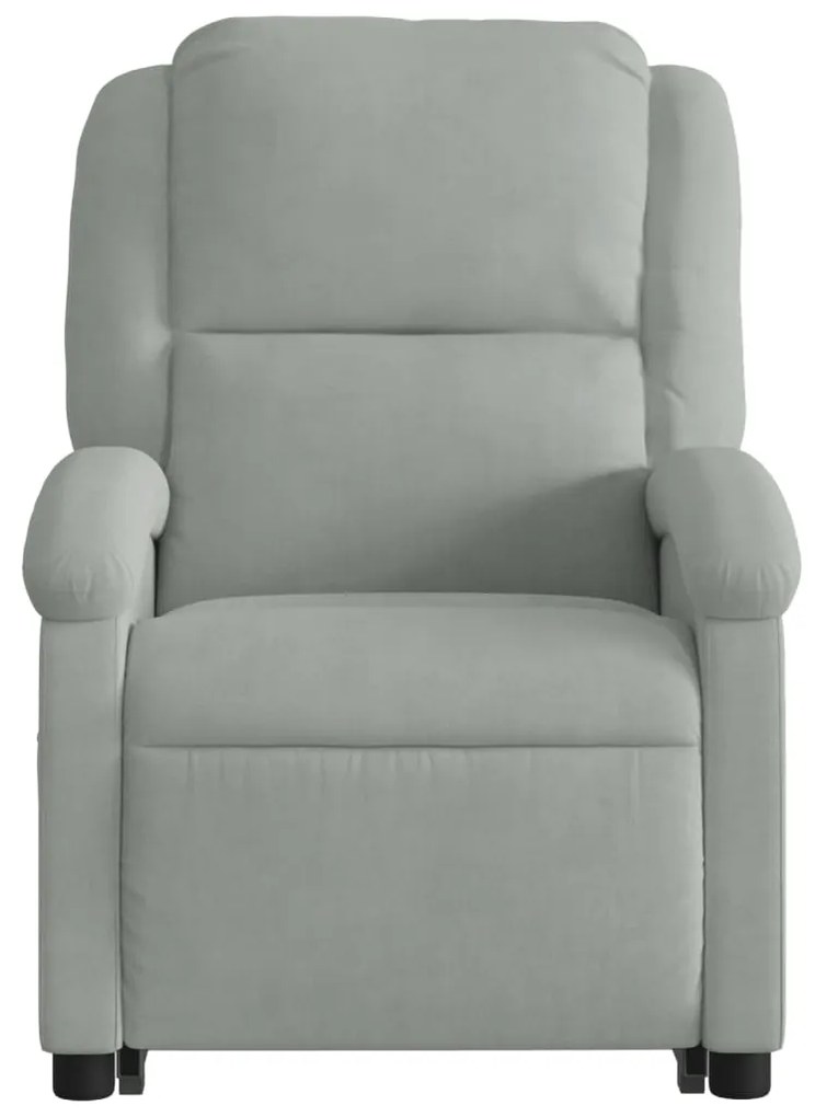 Poltrona de massagens reclinável elétrica veludo cinzento-claro