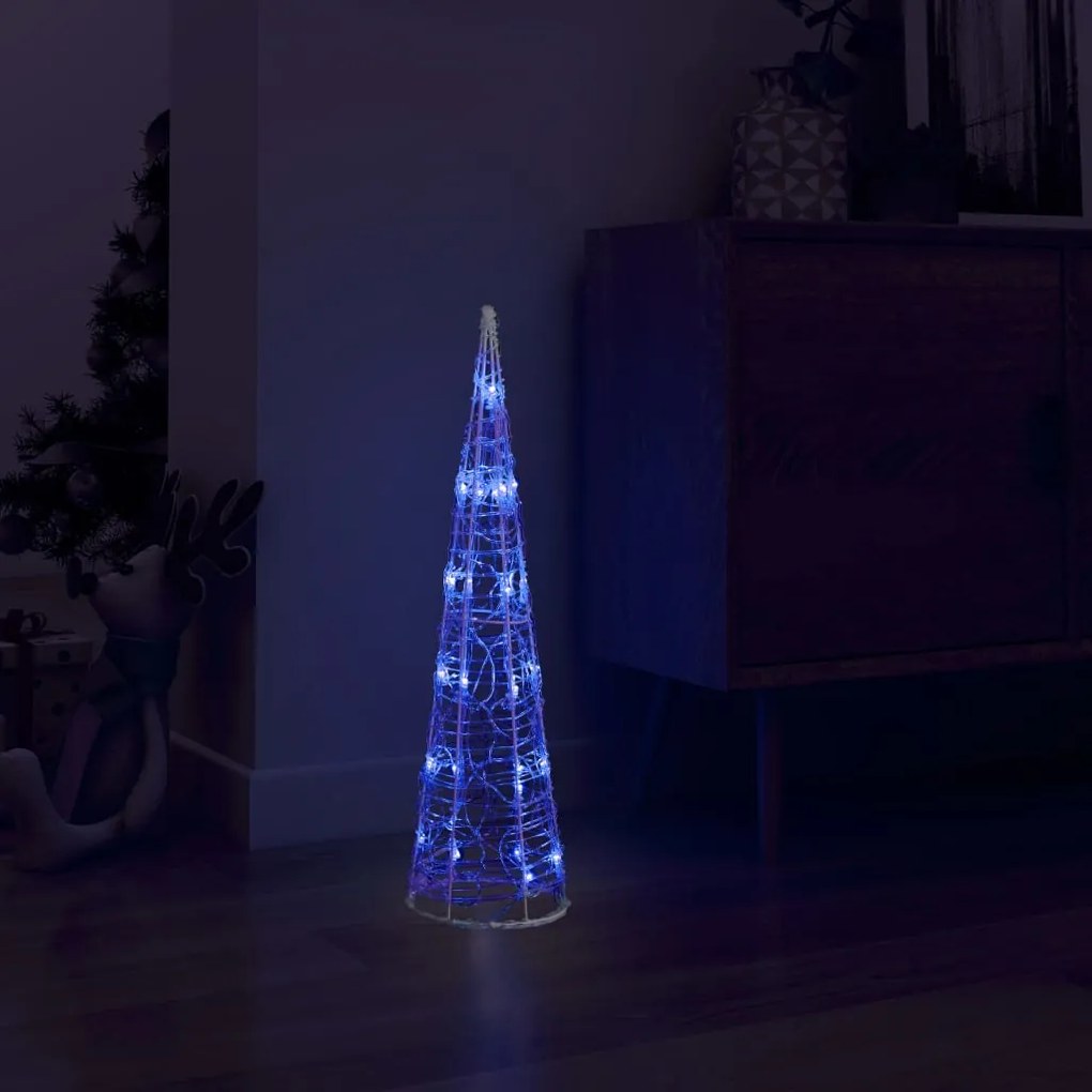 Pirâmide de iluminação decorativa com LEDs acrílico 60 cm azul