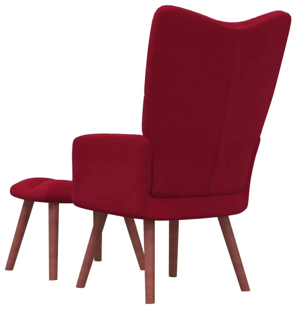 Cadeira de descanso com banco veludo vermelho tinto