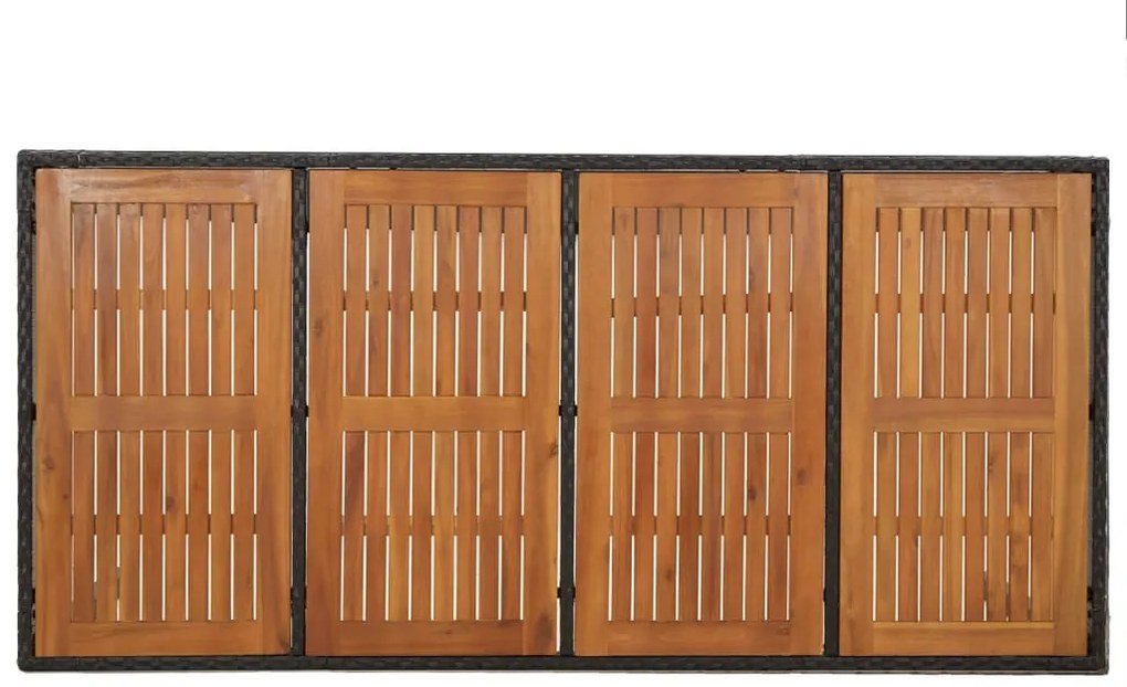 7 pcs conjunto de jantar p/ jardim c/ almofadões vime PE preto