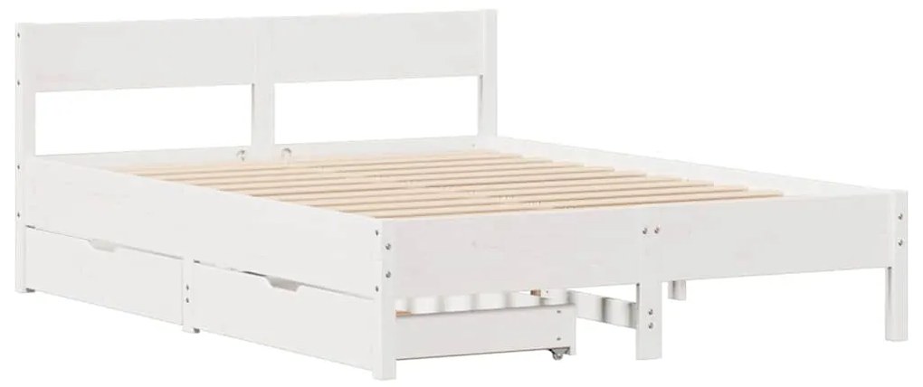Cama sem colchão 120x190 cm madeira de pinho maciça branco