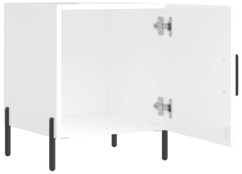Mesa cabeceira 2pcs 40x40x50cm deriv. madeira branco brilhante