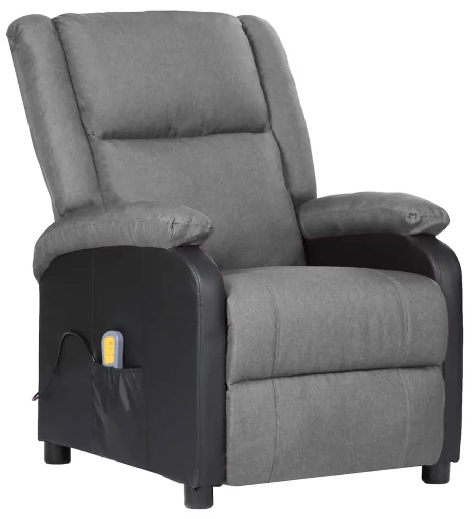 329496 vidaXL Poltrona de massagens couro artificial/tecido cinza-claro