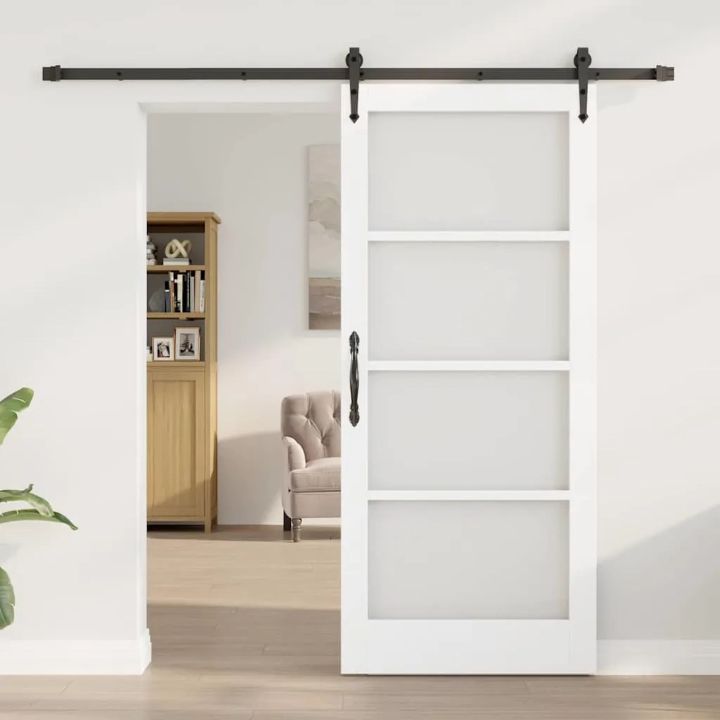 Porta Deslizante vidaXL com Conjunto de Ferragens "ORKDAL" Branca 86x1