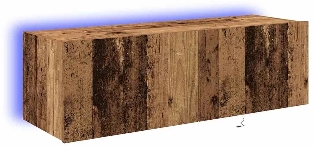 Cabinet de TV vidaXL com Luzes LED Madeira Velha 100x35x31 cm