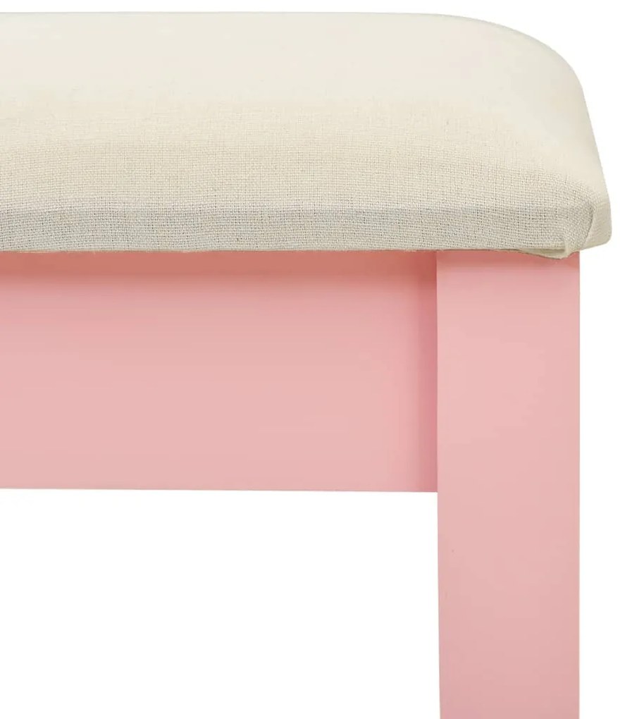 Toucador c/ banco 65x36x128 cm MDF e madeira de paulownia rosa