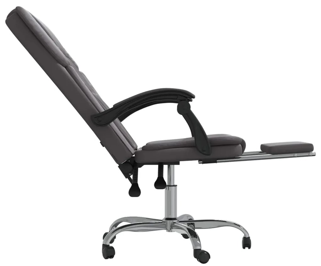 Cadeira de escritório reclinável couro artificial cinzento