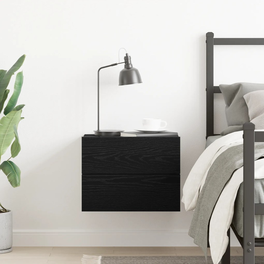 Cabeceira de Cama vidaXL Preta de Carvalho 40x30x30 cm em Madeira Comp