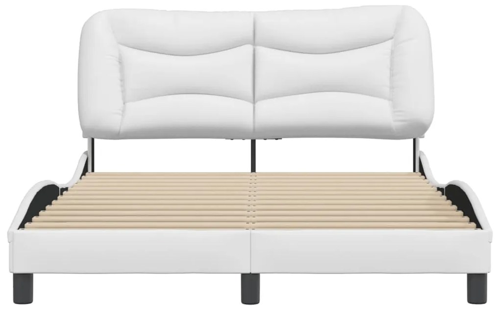Estrutura cama c/ cabeceira 140x200 cm couro artificial branco