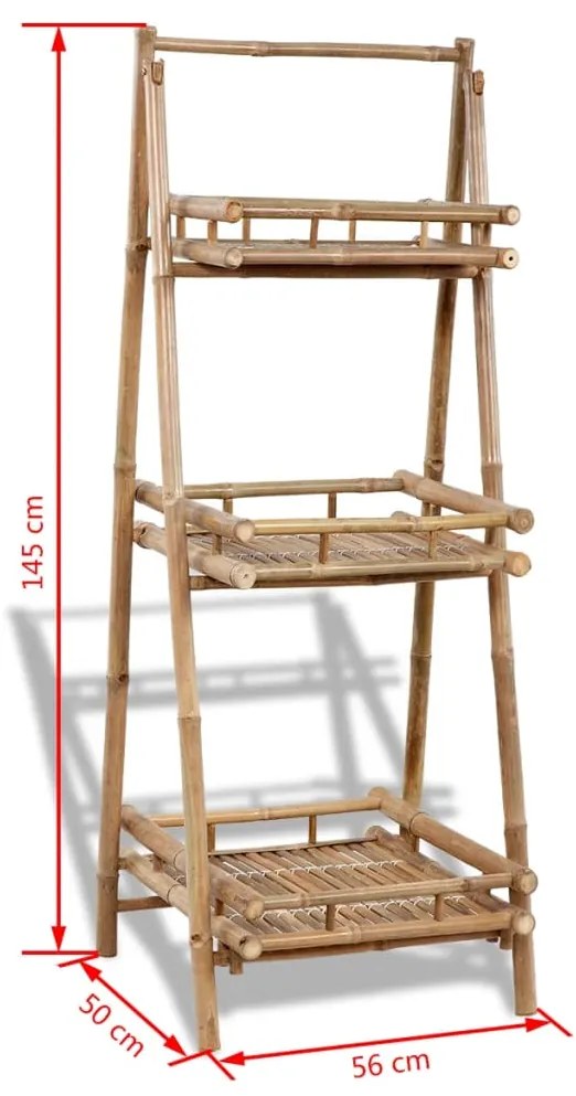 Floreira c/ 3 prateleiras bambu