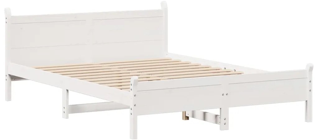 Cama sem colchão 135x190 cm madeira de pinho maciça branco