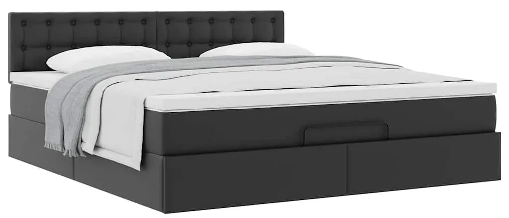 Estrutura de cama otomana com colchão 160x200 cm preta