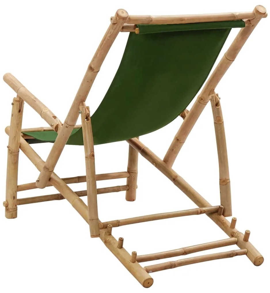 Cadeira de terraço de bambu e lona verde