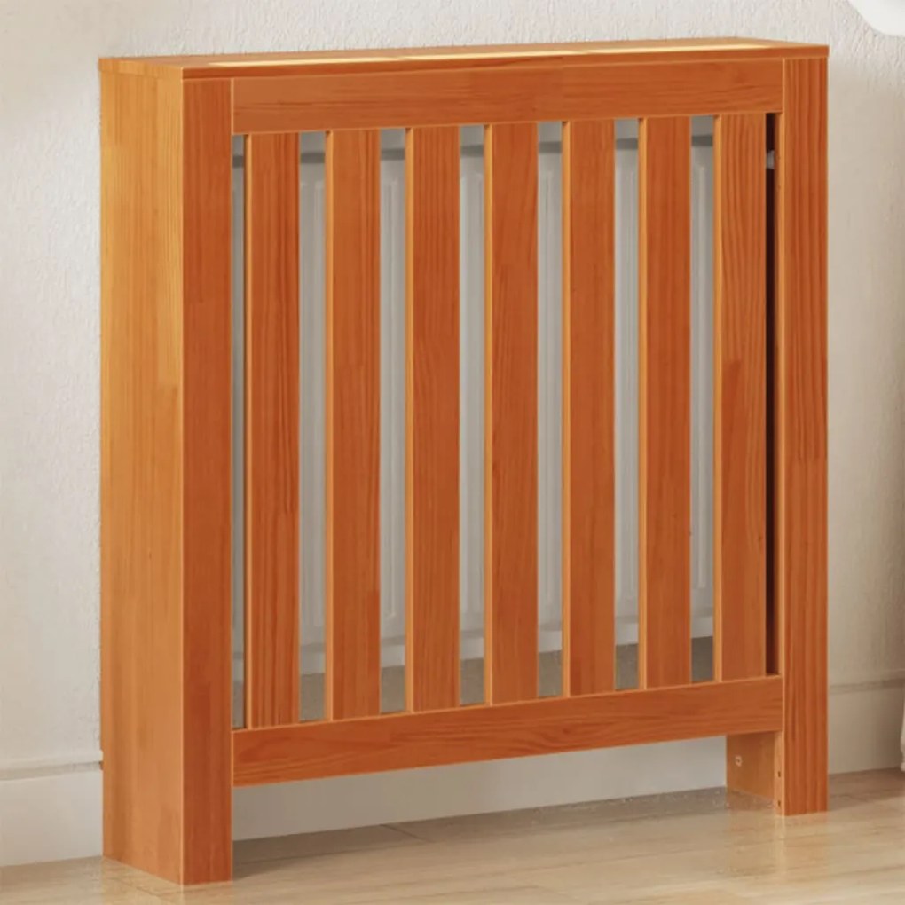 vidaXL Cobertura de radiador 79,5x19x84 cm pinho maciço castanho cera