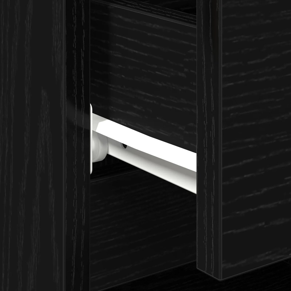 Criado-mudo vidaXL Preto Carvalho 40x35x50 cm Madeira de Engenharia