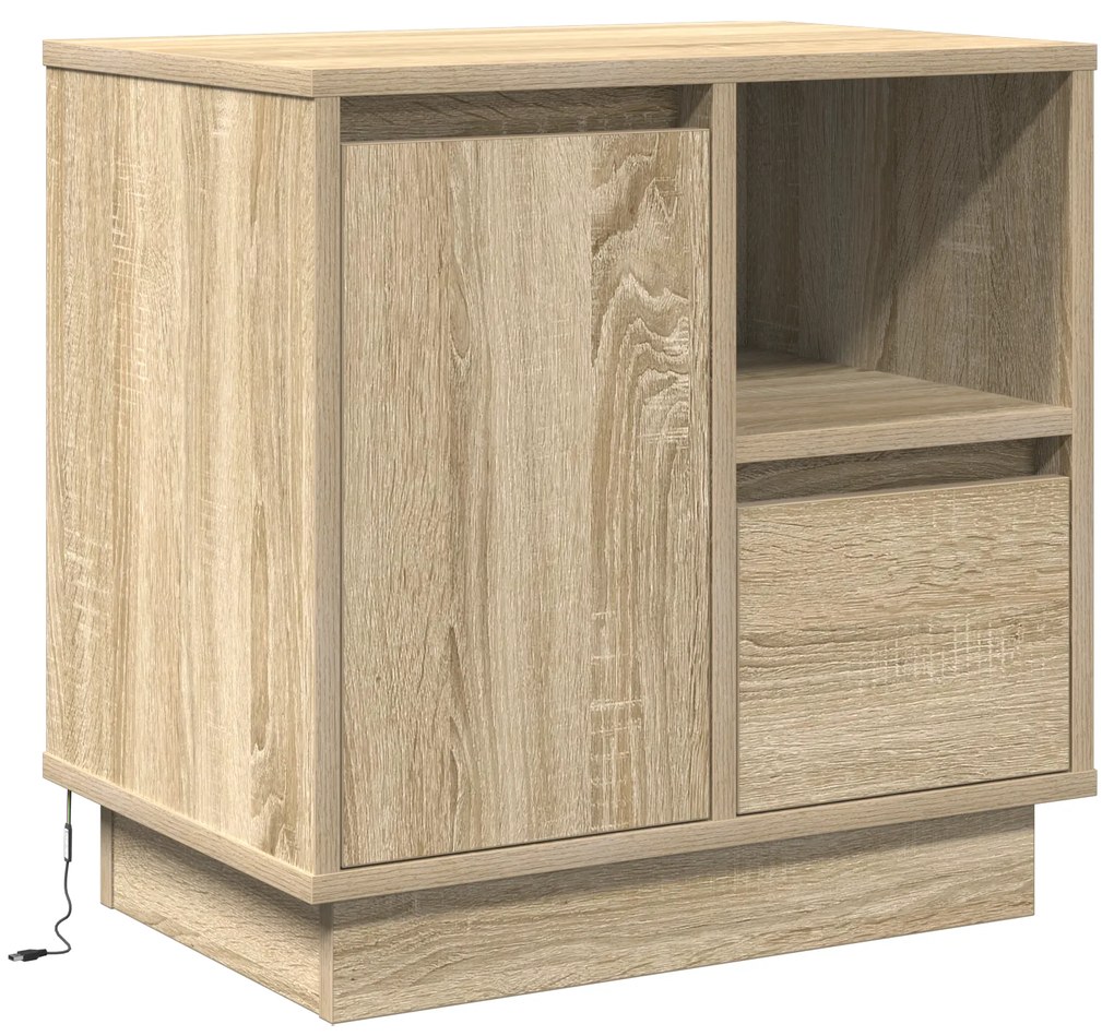 Criado-mudo com LED Carvalho Sonoma 50x34,5x50 cm