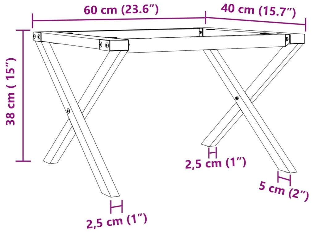 Pernas para mesa de centro estrutura em X aço