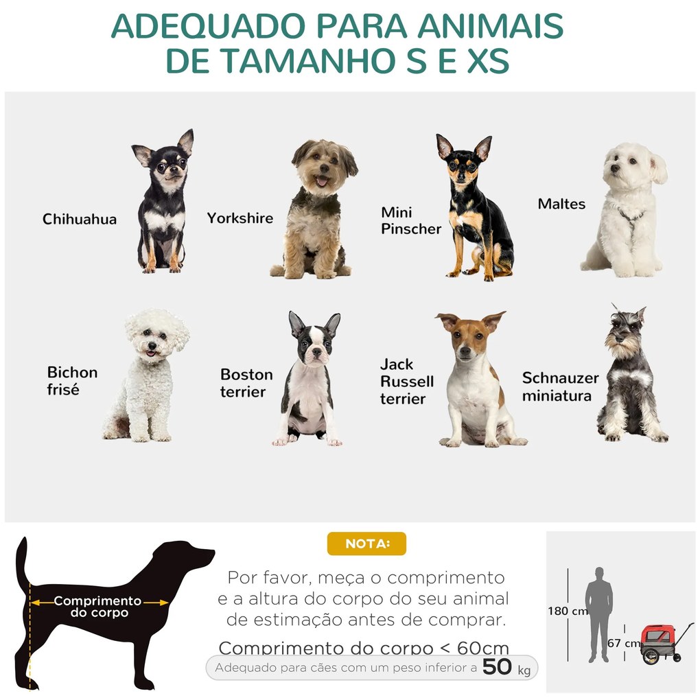 PawHut Reboque de Bicicleta para Cães 2 em 1 Carrinho para Animais de