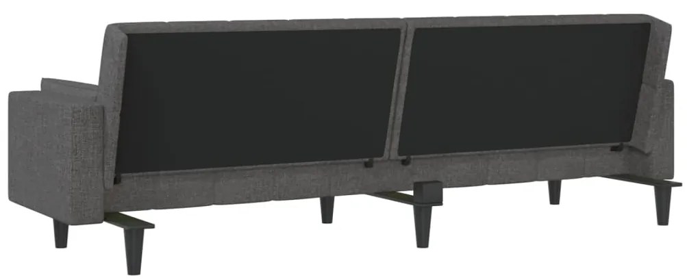 Sofá-cama 2 lugares com duas almofadas tecido cinzento-escuro