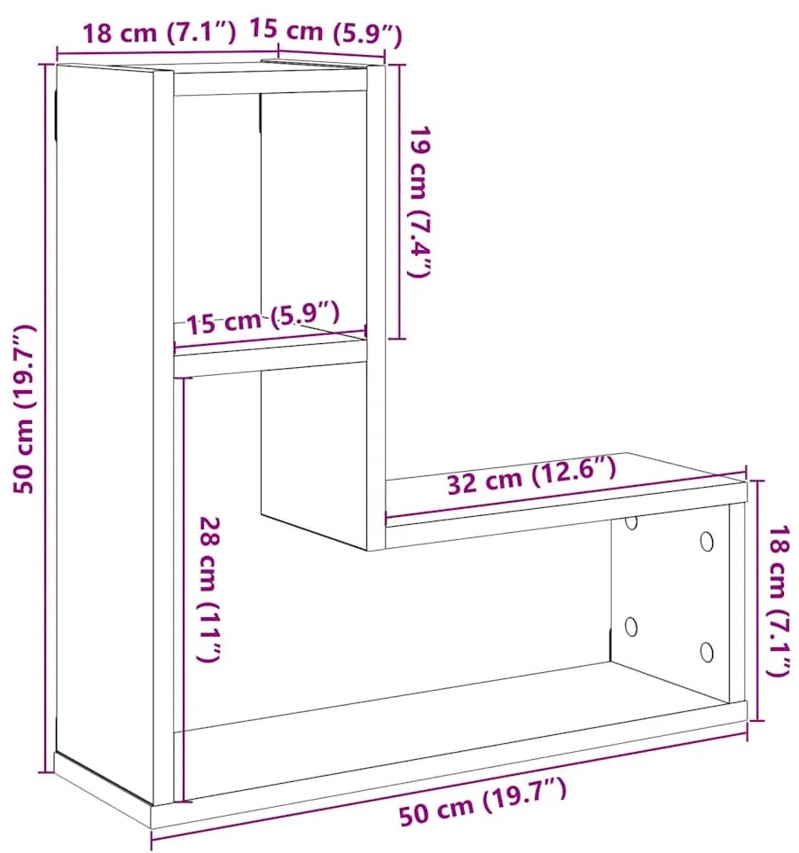 Prateleiras cubo 2 pcs derivados de madeira carvalho artisiano