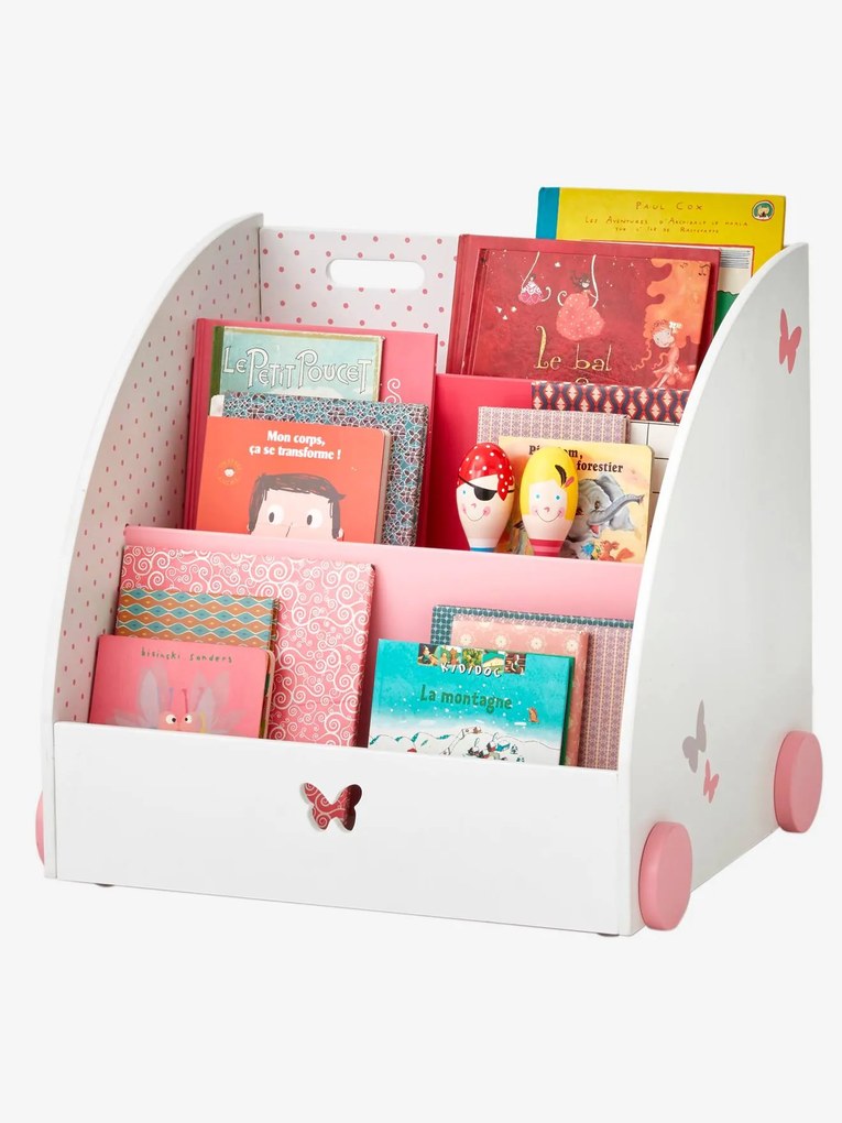 Biblioteca com rodas, tema Voo de Borboletas branco claro estampado