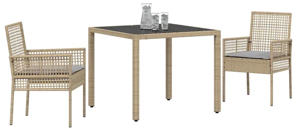 Conjunto de Jantar para Jardim 3 pcs Bege 90 x 90 x 75 cm