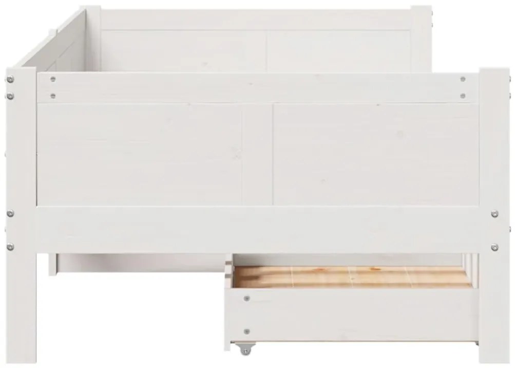 Sofá-cama c/ gavetas 90x190 cm madeira de pinho maciça branco