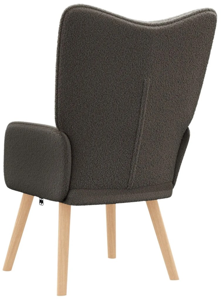 Poltrona Relaxante vidaXL Cinza Escuro em Tecido de Lã Curly
