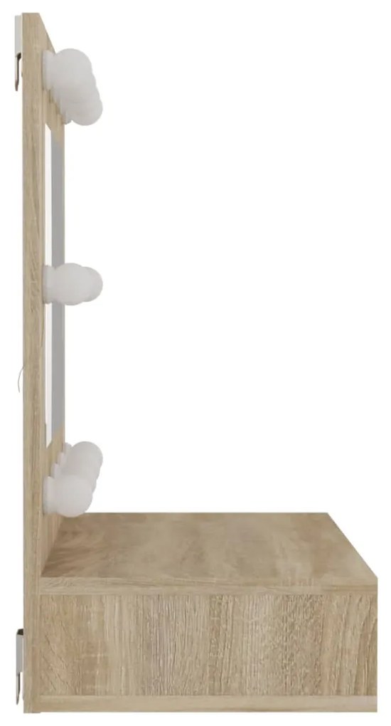 Armário espelhado com LED 60x31,5x62 cm carvalho sonoma