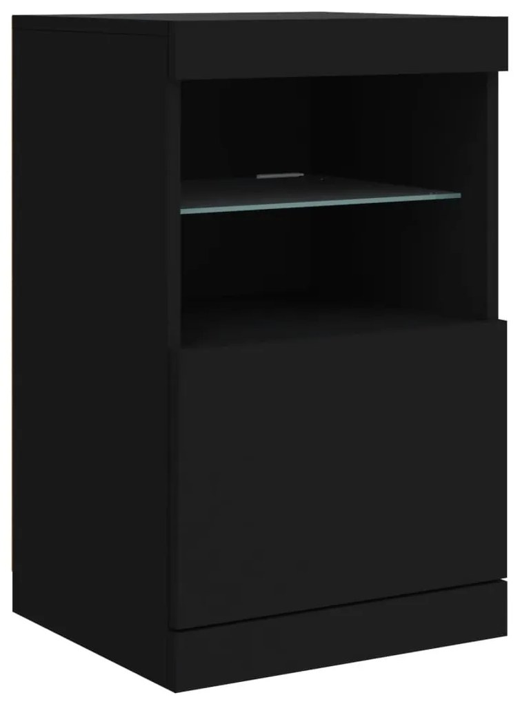 Aparador com luzes LED 123x37x67 cm preto