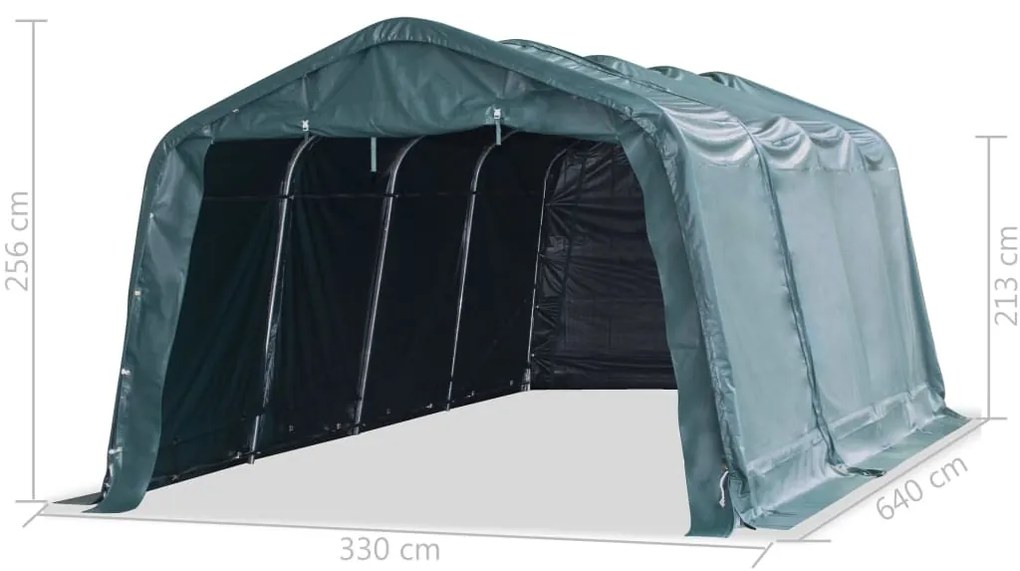 Tenda para gado removível PVC 550 g/m² 3,3x6,4 m verde-escuro