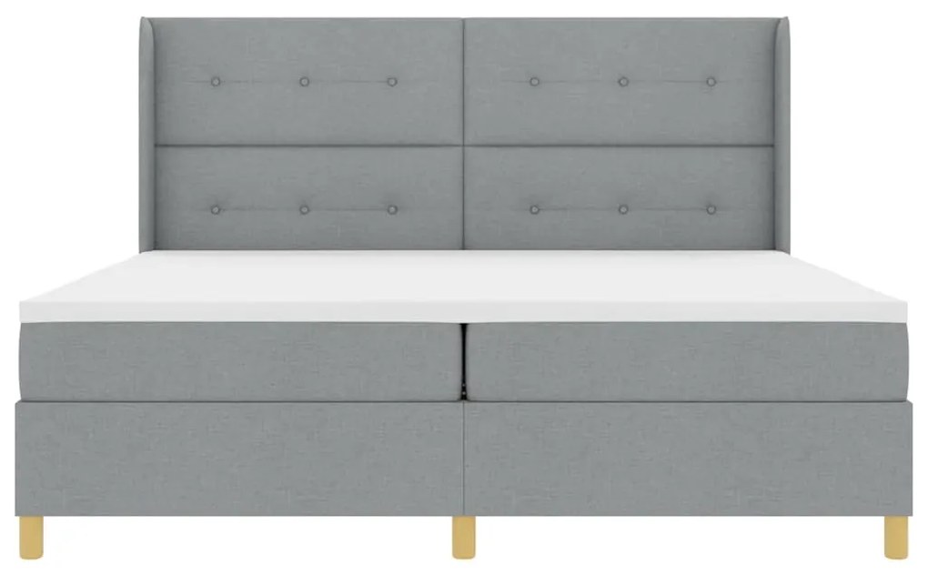 Cama Box com Colchão e Luz LED Cinza Claro 200x200 cm em Tecido