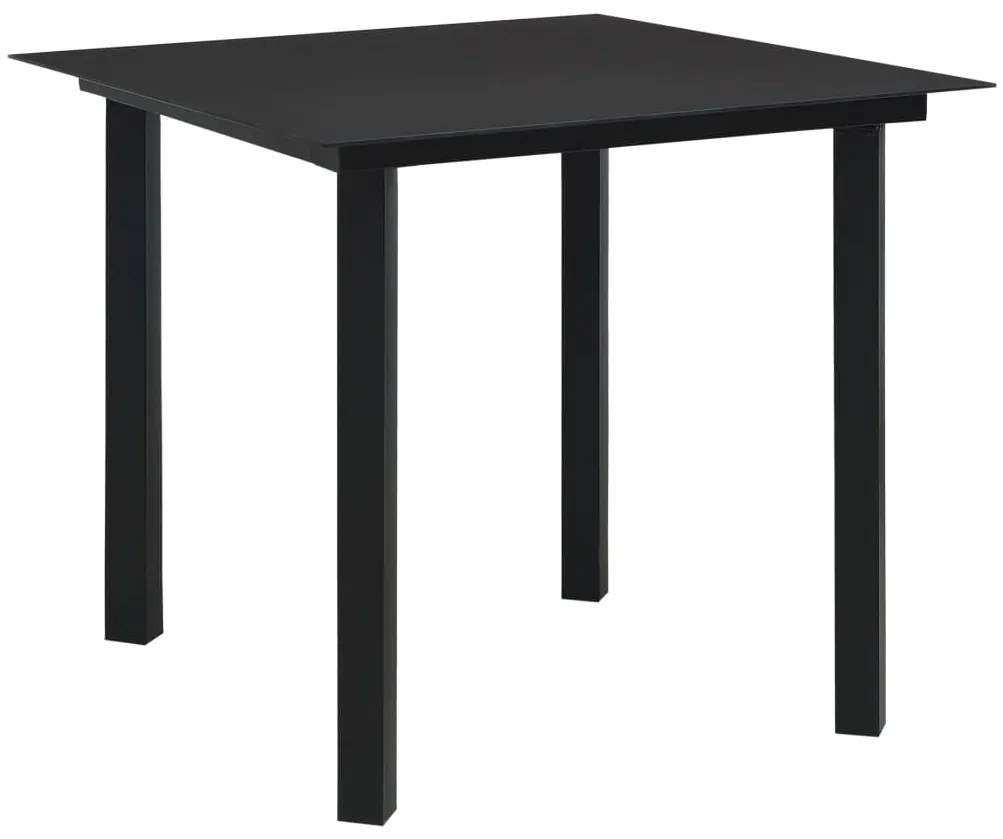 vidaXL Mesa de jantar para jardim 80x80x74 cm aço e vidro preto