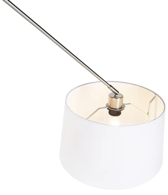 Candeeiro de suspensão em aço com cúpula de linho branco 35 cm - Blitz Country / Rústico
