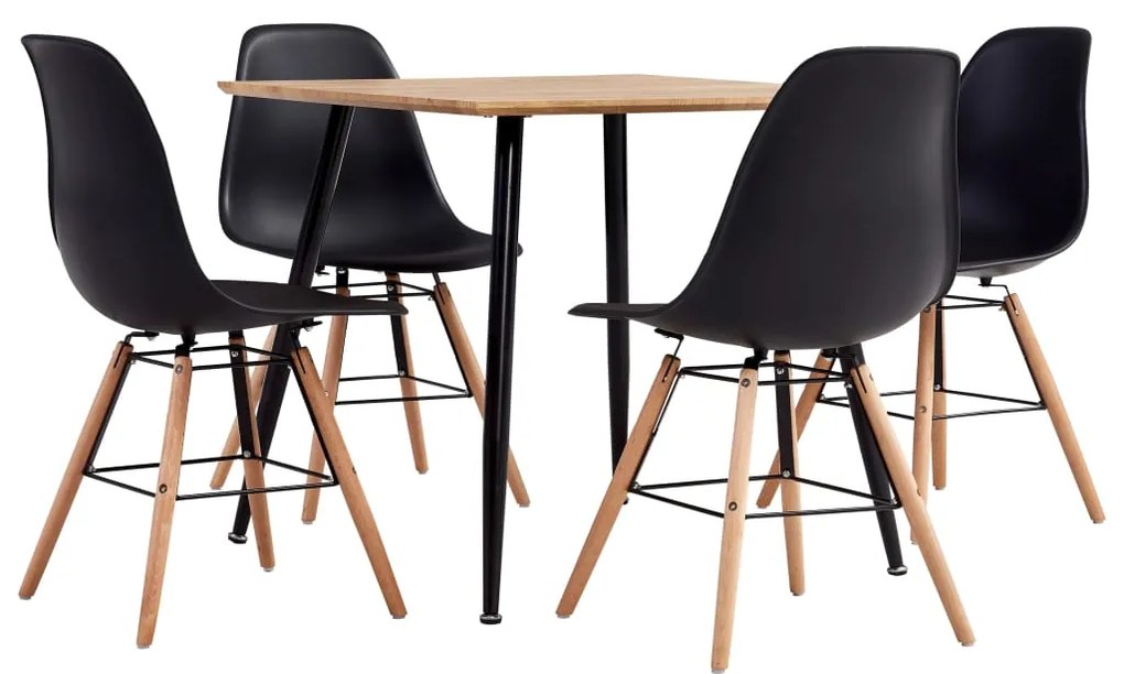 vidaXL 5 pcs conjunto de jantar plástico preto