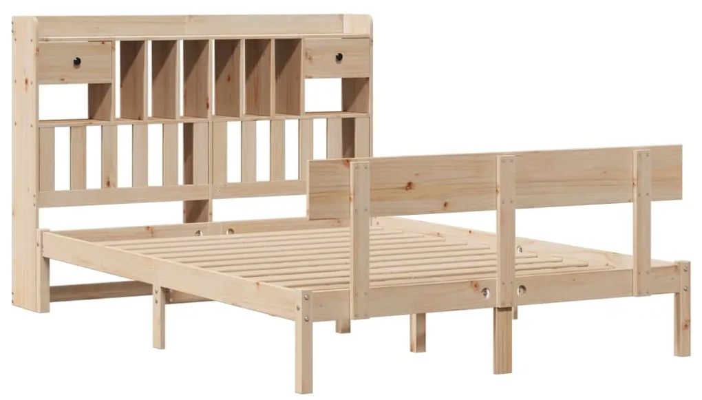 Cama com estante sem colchão 140x190 cm pinho maciço