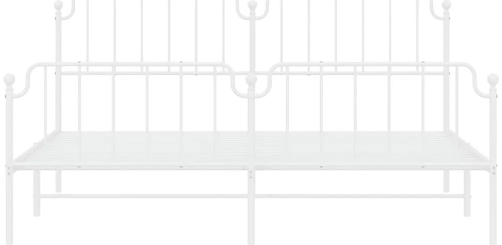 Estrutura de cama com cabeceira e pés 200x200 cm metal branco