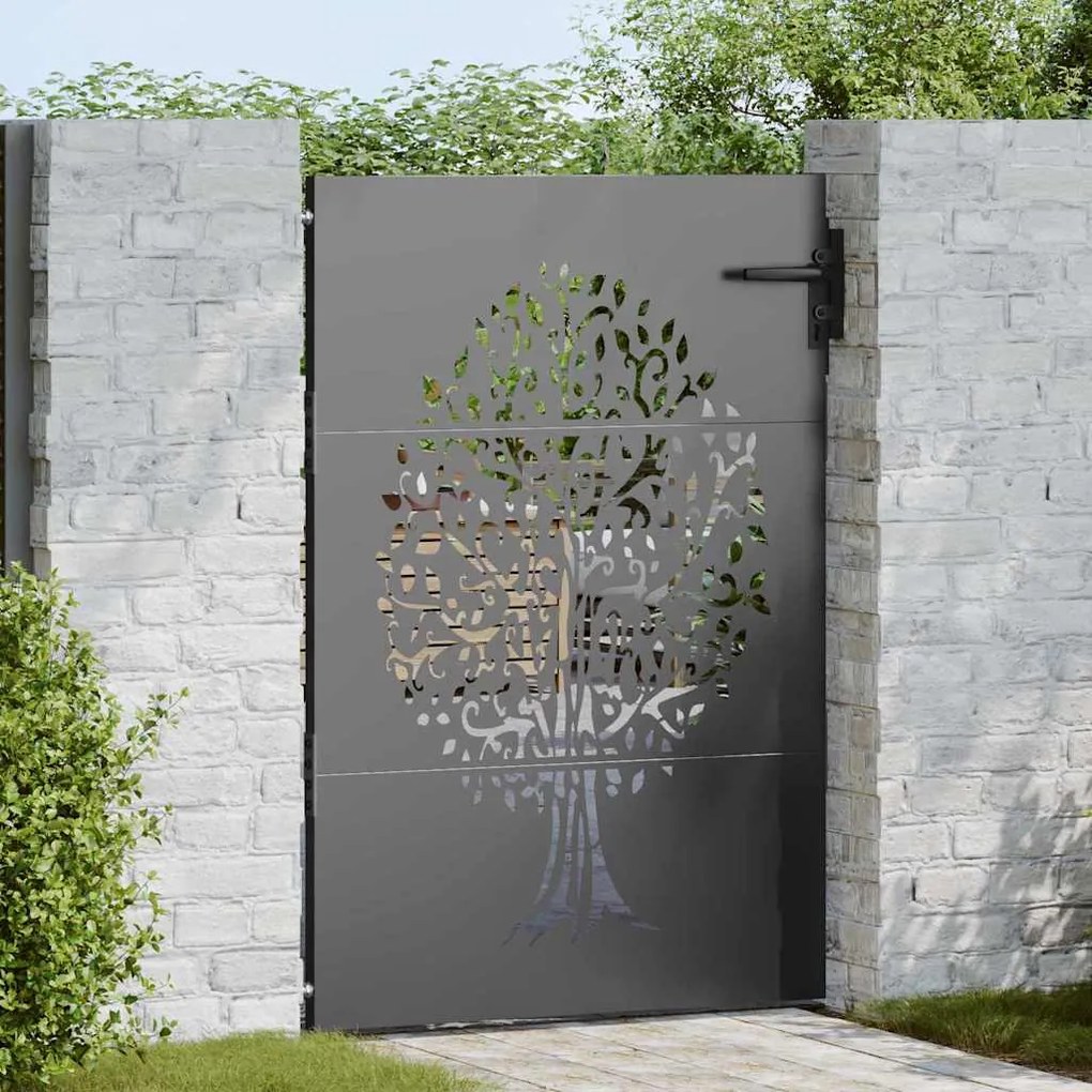 Portão de Jardim Preto 100 x 150 cm Aço com Revestimento em Pó