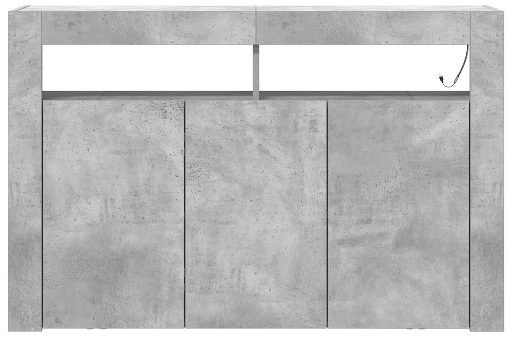 Buffet Cinza Concreto Madeira Engenheirada 116 x 30 x 75 cm
