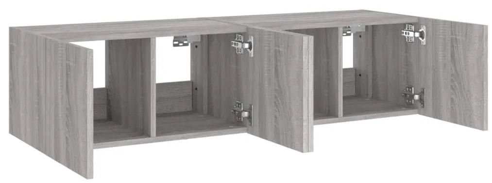 Móveis de parede para TV com luzes LED 2 pcs cinzento sonoma