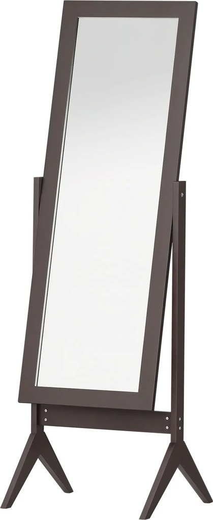 Espelho de pé grande 47 x 46  x 148  cm com inclinação ajustável para roupeiro ou quarto, cor café