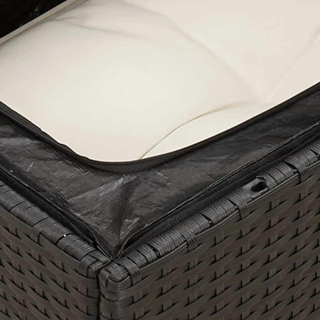 12 pcs conjunto de sofás de jardim c/ almofadões vime PE preto