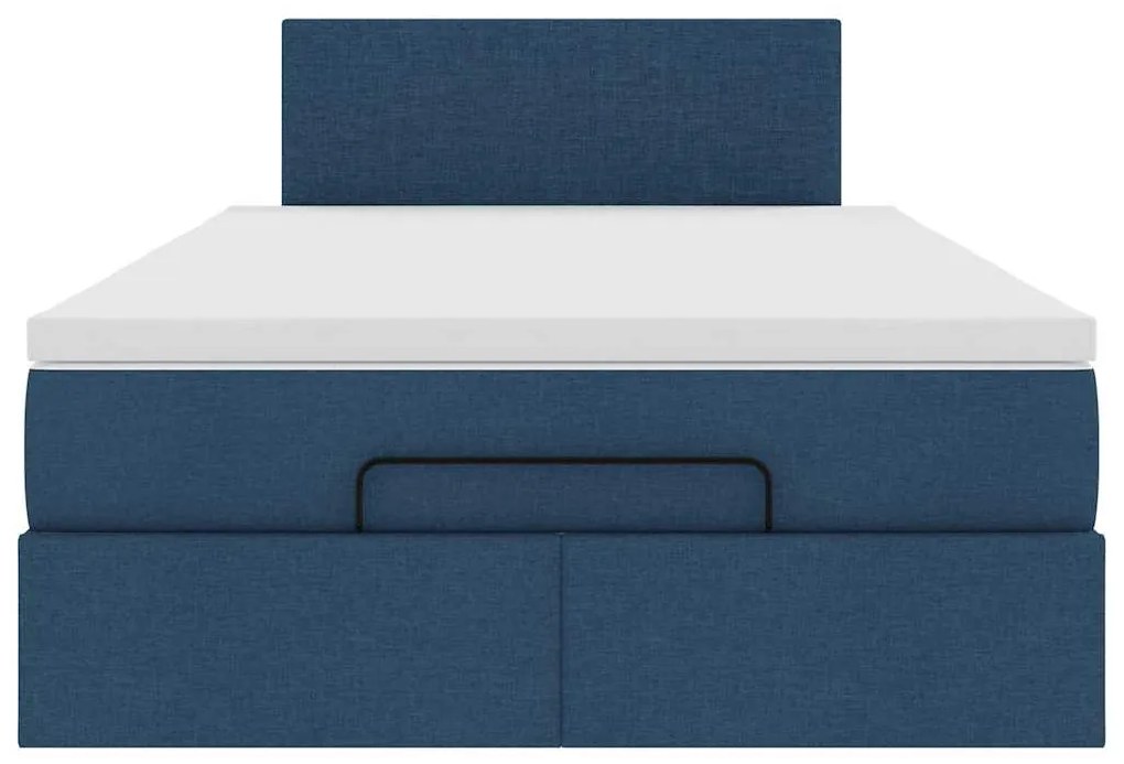 Cama Otomana com Colchão & LEDs Tecido Azul 120x200 cm