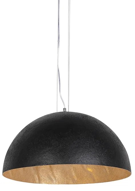 Candeeiro de suspensão industrial preto com dourado 50 cm - Magna Design,Moderno
