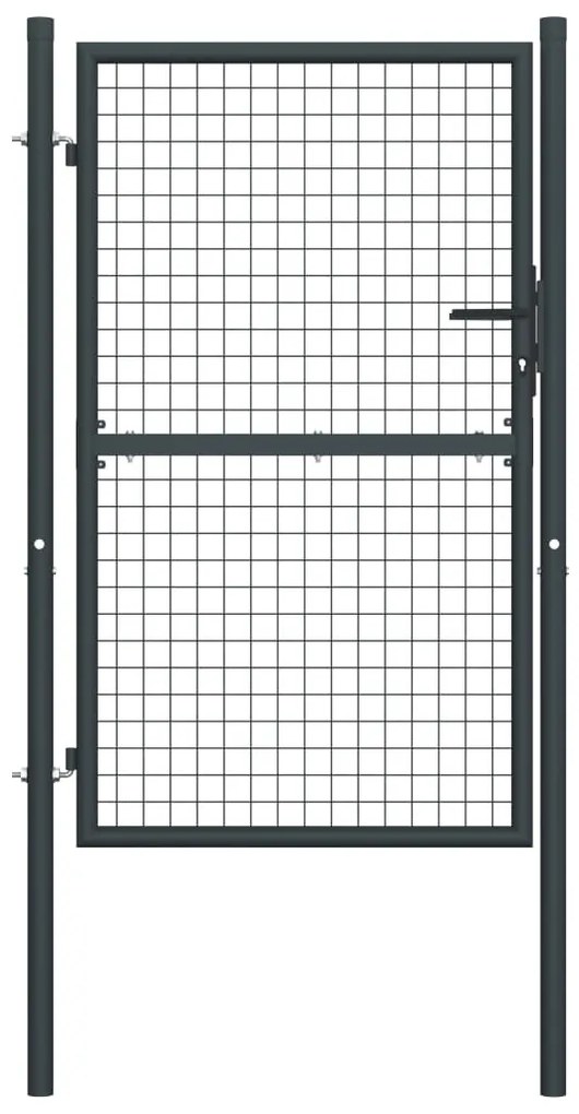 Portão de jardim em rede aço galvanizado 100x200 cm cinzento