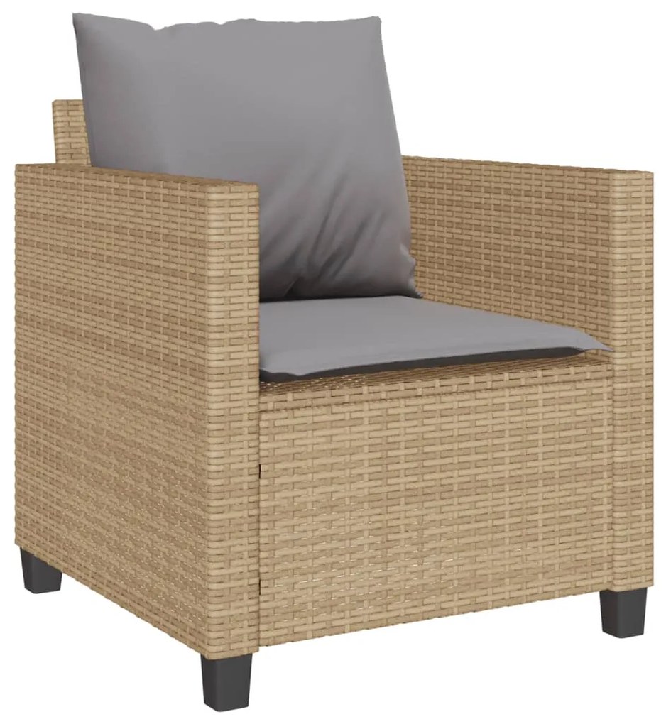 3 pcs conjunto bistrô com almofadões vime PE bege