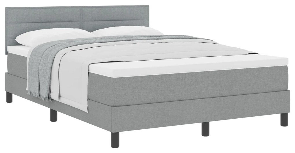 Cama Box Spring com Colchão Cinza Claro 160x200 cm Tecido