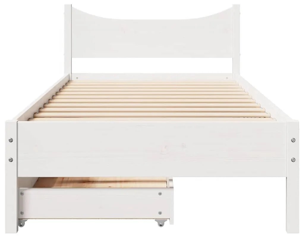Estrutura de cama c/ gavetas 100x200 cm pinho maciço branco