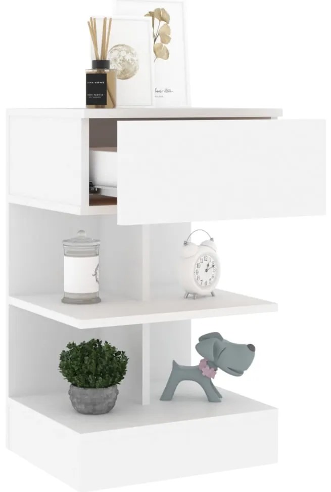 Mesa de cabeceira 40x35x65 cm derivados de madeira branco